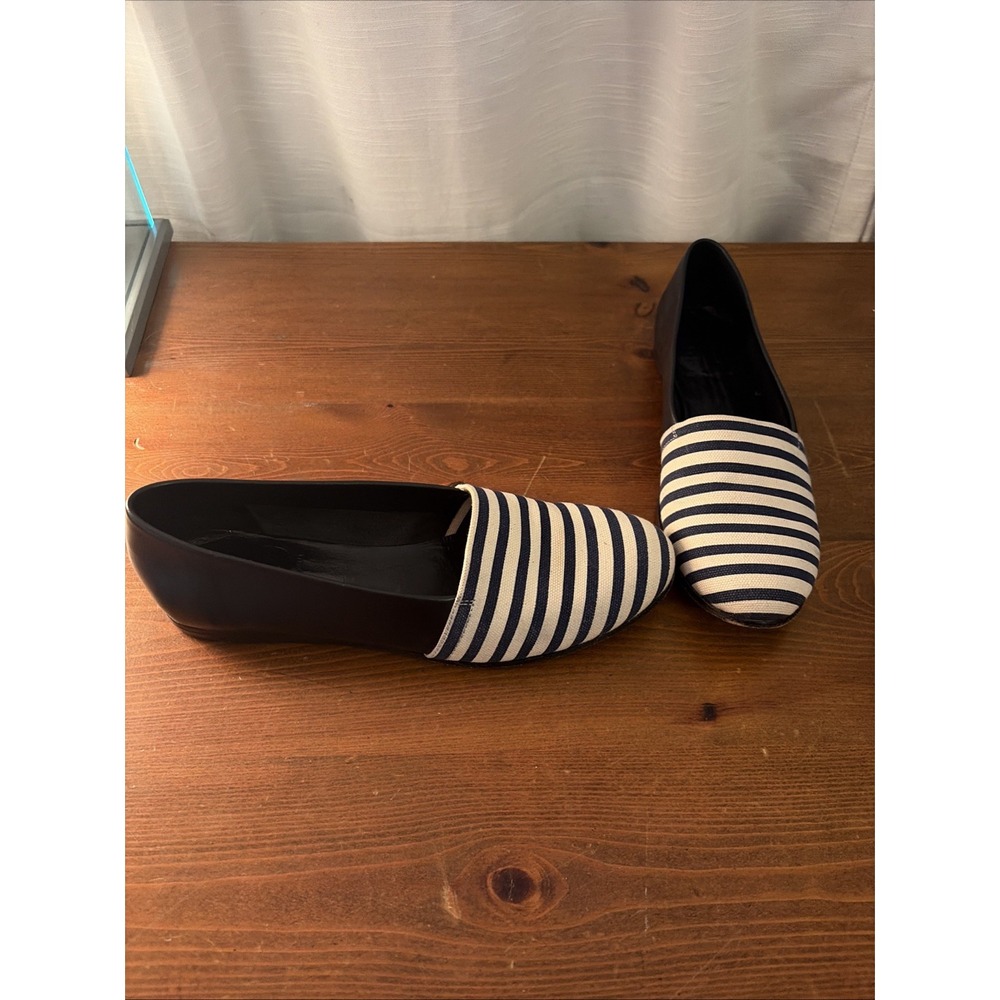 Cecilia Bringheli CB Made in Italy Blue/White Textile Loafer Flats Shoe 37.5 - 7